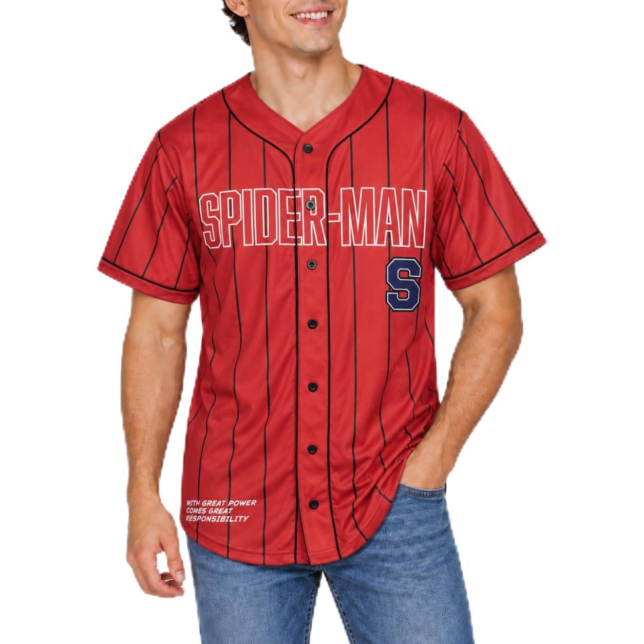 MARVEL スパイダーマン ベースボールシャツ Amazon.com: Marvel Mens Spiderman Baseball Jersey Novelty Fashion
